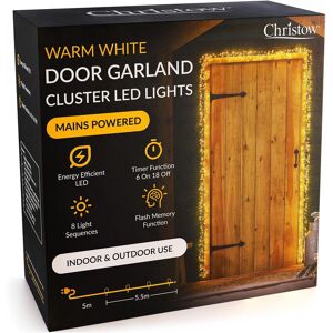 Christow Christmas Cluster Light Door Garland, Warm White Led Decoration With... Christow Christmas Cluster Light Door Garland, Warm White Led Decoration With...