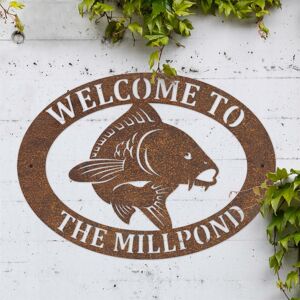 Black Country Metal Works New Rustic Koi Carp Fish Iron Oval House Name Sign Black Country Metal Works New Rustic Koi Carp Fish Iron Oval House Name Sign