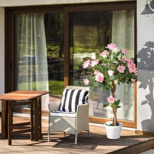 Outsunny Artificial Plants Pink Rose Floral In Pot, Fake Plants For Home Indoor Outsunny Artificial Plants Pink Rose Floral In Pot, Fake Plants For Home Indoor