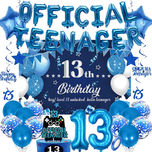Does Not Apply 13th Birthday Decorations 41pcs - Blue Official Teenager Balloons Banner,13th Bi Does Not Apply 13th Birthday Decorations 41pcs - Blue Official Teenager Balloons Banner,13th Bi