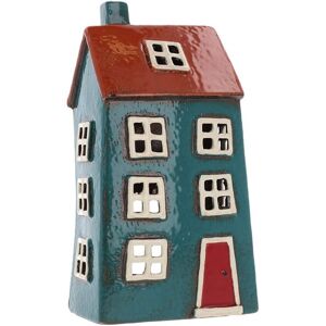 Shudehill Giftware Tealight Holder - Village Pottery House Tealight Holder - Teal/Orange Shudehill Giftware Tealight Holder - Village Pottery House Tealight Holder - Teal/Orange