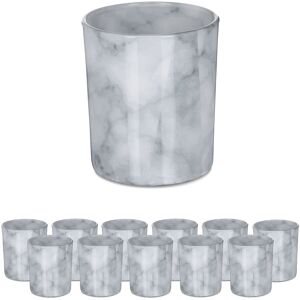 Relaxdays Tealight Holders 12 Set Grey Marbled Candle Votive Jar Garden Outdoor Party Relaxdays Tealight Holders 12 Set Grey Marbled Candle Votive Jar Garden Outdoor Party