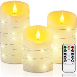 Flameless Candles With String Lights, Embedded Fairy Lights Led Candles, Electri Flameless Candles With String Lights, Embedded Fairy Lights Led Candles, Electri