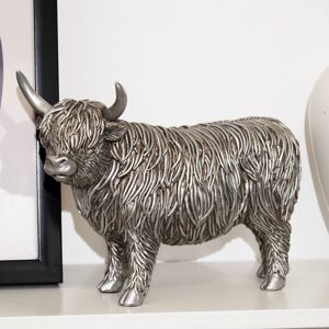 Darthome Silver Highland Cow Figurine Resin Animal Ornament Cute Animal Sculpture Statue Darthome Silver Highland Cow Figurine Resin Animal Ornament Cute Animal Sculpture Statue