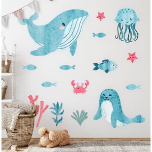 Coloray Stickers Wall Kids Room Decoration Decal Decor Sea Paradise In Watercolor Style Coloray Stickers Wall Kids Room Decoration Decal Decor Sea Paradise In Watercolor Style