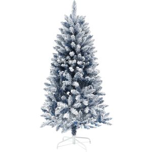 Homcom 5 Foot Artificial Blue Snow Flocked Christmas Tree With Hinged Branches Homcom 5 Foot Artificial Blue Snow Flocked Christmas Tree With Hinged Branches