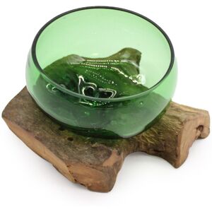 Ancient Wisdom Medium Molten Glass Round Bowl On Natural Root Wood Base - Stand Decor Ornament Ancient Wisdom Medium Molten Glass Round Bowl On Natural Root Wood Base - Stand Decor Ornament