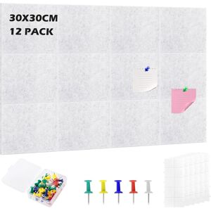 Meyuxg Felt Notice Board, Pack Of 12 Self-Adhesive Cork Board, 30 X 30 Cm, Large, With Meyuxg Felt Notice Board, Pack Of 12 Self-Adhesive Cork Board, 30 X 30 Cm, Large, With