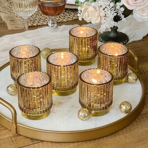 Gold Vintage Ribbed Glass Tealight Votive Candle Holders By Kate Aspen (Set Of 6 Gold Vintage Ribbed Glass Tealight Votive Candle Holders By Kate Aspen (Set Of 6