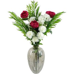 Leaf 85cm White Carnation Pink Peony And Fern In Glass Vase Leaf 85cm White Carnation Pink Peony And Fern In Glass Vase