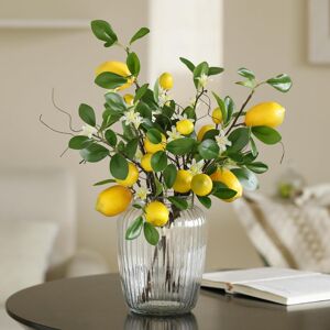 Artificial Lemon Branches, 8 Head Yellow Fake Lemons Stems Faux Lemon Decoration Artificial Lemon Branches, 8 Head Yellow Fake Lemons Stems Faux Lemon Decoration