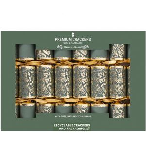 Harvey & Mason 8 Green Forest Christmas Crackers Premium Green And Gold Woodland Print Party Harvey & Mason 8 Green Forest Christmas Crackers Premium Green And Gold Woodland Print Party