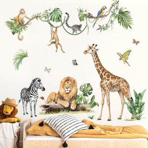 Does Not Apply Large Jungle Animal Tropical Leaves Wall Decals Safari Tree Lion Giraffe Monkey Does Not Apply Large Jungle Animal Tropical Leaves Wall Decals Safari Tree Lion Giraffe Monkey
