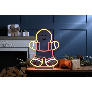 Festive Christmas Gingerbread Neon Decoration W Stand Multicoloured 42cm Lights P053591 Festive Christmas Gingerbread Neon Decoration W Stand Multicoloured 42cm Lights P053591
