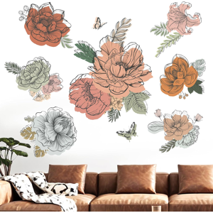 Does Not Apply Flower Wall Decals For Living Room: Grass Plants Boho Floral Wildflower Wall Sti Does Not Apply Flower Wall Decals For Living Room: Grass Plants Boho Floral Wildflower Wall Sti