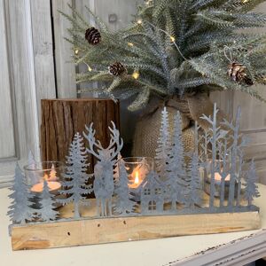 Heaven Sends Christmas Metal Woodland Scene Log Tea Light Candle Holder Vintage Mantel Table Heaven Sends Christmas Metal Woodland Scene Log Tea Light Candle Holder Vintage Mantel Table