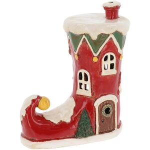 Village Pottery Christmas Elf Boot House Tea Light Holder Village Pottery Christmas Elf Boot House Tea Light Holder