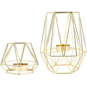 Sodial 3x(Set Of 2 Gold Geometric Metal Tealight Candle Holders For Living Room &6138 Sodial 3x(Set Of 2 Gold Geometric Metal Tealight Candle Holders For Living Room &6138