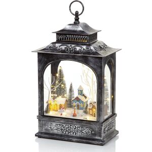 Premier Large Festive Christmas Lantern With Musical Rotating Led Light Up Village Scene Premier Large Festive Christmas Lantern With Musical Rotating Led Light Up Village Scene