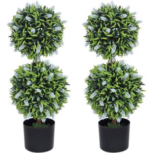 Homcom Set Of 2 Potted Artificial Plants With Lavender Flowers, Blue Homcom Set Of 2 Potted Artificial Plants With Lavender Flowers, Blue