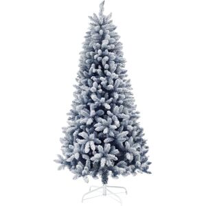 Homcom 6 Foot Artificial Blue Snow Flocked Christmas Tree With Hinged Branches Homcom 6 Foot Artificial Blue Snow Flocked Christmas Tree With Hinged Branches