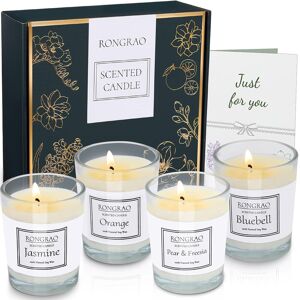 Scented Candles Gift Set, Soy Wax Candle Of Jasmine, Pear & Freesia, Orange, Blu Scented Candles Gift Set, Soy Wax Candle Of Jasmine, Pear & Freesia, Orange, Blu