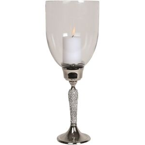 Straits Silver & Jewel Pillar Candle Holder With Glass Hurricane Top Straits Silver & Jewel Pillar Candle Holder With Glass Hurricane Top