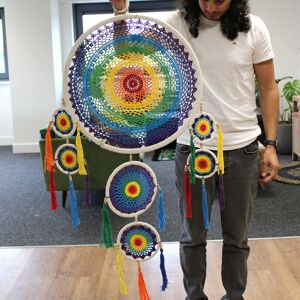 Ancient Wisdom Extra Large Macrame Vivid Rainbow Dreamcatcher - Hanging Dream Catcher Mobile Ancient Wisdom Extra Large Macrame Vivid Rainbow Dreamcatcher - Hanging Dream Catcher Mobile
