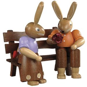 Kleinkunst Aus Dem Erzgebirge® Easter Figure Rabbit On Bench Coloured Lassiert Small Height 9cm New Decoration Kleinkunst Aus Dem Erzgebirge® Easter Figure Rabbit On Bench Coloured Lassiert Small Height 9cm New Decoration