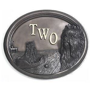 Black Country Metal Works Yorkshire Terrier - Dog House Sign / Plaque With Number Black Country Metal Works Yorkshire Terrier - Dog House Sign / Plaque With Number