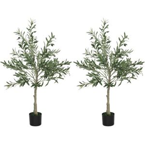 Homcom 2 Pack Indoor Artificial Plants, Faux Potted Silk Olive Trees, 120cm Homcom 2 Pack Indoor Artificial Plants, Faux Potted Silk Olive Trees, 120cm