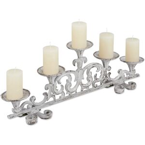 Relaxdays Set Of 3 Antique-Style Candle Holders Stand For 5 Pieces Shabby Chic White Relaxdays Set Of 3 Antique-Style Candle Holders Stand For 5 Pieces Shabby Chic White