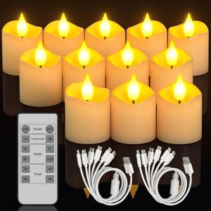 Soulbay Rechargeable Tea Lights, 12pcs Flameless Battery Tea Lights Candles Fli Soulbay Rechargeable Tea Lights, 12pcs Flameless Battery Tea Lights Candles Fli