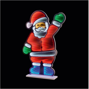 Premier Christmas Standing Waving Santa Infinity Mirror Double Decoration 60cm Premier Christmas Standing Waving Santa Infinity Mirror Double Decoration 60cm