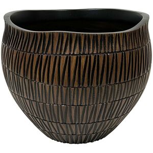 Bps Home Polyresin Dish 20.5cm Etched Black & Brown Decorative Vase Planter Decor Bowl Bps Home Polyresin Dish 20.5cm Etched Black & Brown Decorative Vase Planter Decor Bowl