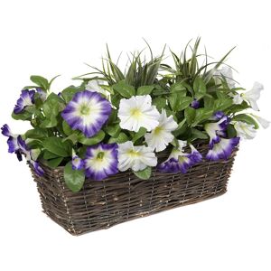 Greenbrokers Artificial Rattan Window Box Purple & White Petunias & Green Grasses & Foliage Greenbrokers Artificial Rattan Window Box Purple & White Petunias & Green Grasses & Foliage