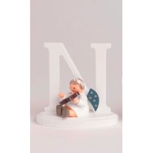 Kwo Kunstgewerbe-Werkstätten Olbernhau Gmbh Miniature Figure Angel With Letter "N" Lxwxh= 7x4.5x7cm New Wooden Figure Winter Kwo Kunstgewerbe-Werkstätten Olbernhau Gmbh Miniature Figure Angel With Letter "N" Lxwxh= 7x4.5x7cm New Wooden Figure Winter