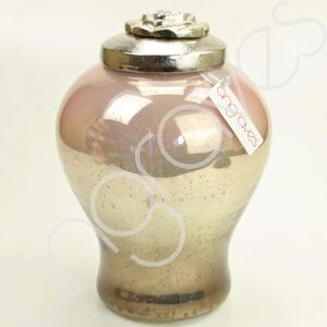 Angraves Large Quartz Glass Vase With Detailed Removable Rose Lid Pink & Gold Tones (30cm Angraves Large Quartz Glass Vase With Detailed Removable Rose Lid Pink & Gold Tones (30cm