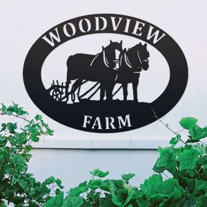 Black Country Metal Works New Black Horse And Plough Iron Oval House Name Sign Black Country Metal Works New Black Horse And Plough Iron Oval House Name Sign