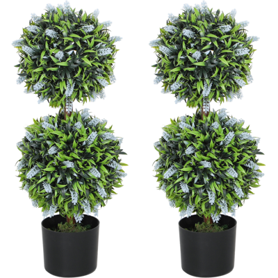 HOMCOM Set of 2 Potted Artificial Plants - Artificial Plants HOMCOM Set of 2 Potted Artificial Plants - Artificial Plants