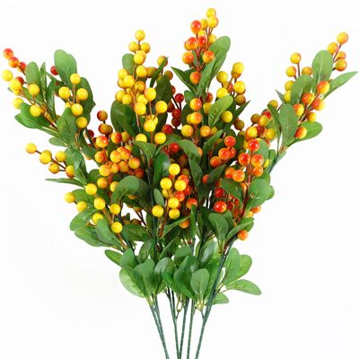 Orange Artificial Berry Stem - Pack of 6, 70cm Orange Artificial Berry Stem - Pack of 6, 70cm