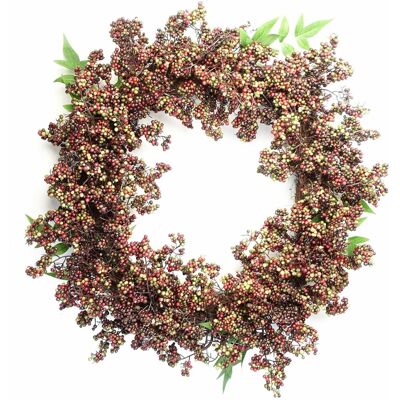 Leaf 55cm Black Berries Wreath - Wreath Leaf 55cm Black Berries Wreath - Wreath