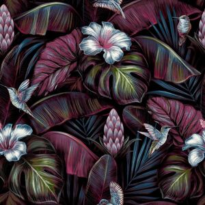 Nhw1001 - Enchanted Floral Pink White Black Galerie Wallpaper Nhw1001 - Enchanted Floral Pink White Black Galerie Wallpaper