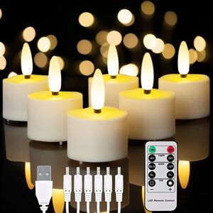 Homemory 6-Pack Rechargeable Candles Tea Lights With Remote Timer, Led Tea Ligh Homemory 6-Pack Rechargeable Candles Tea Lights With Remote Timer, Led Tea Ligh