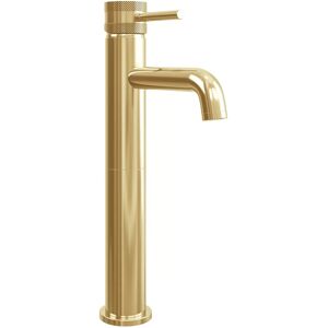 Hydros Core Brushed Brass Modern Round Style Tall Mono Basin Mixer Bathroom Tap Hydros Core Brushed Brass Modern Round Style Tall Mono Basin Mixer Bathroom Tap