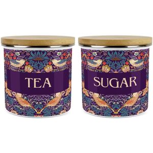 Purely Home Purple Strawberry Thief Tea & Sugar Canister Set - Kitchen Gifts Purely Home Purple Strawberry Thief Tea & Sugar Canister Set - Kitchen Gifts