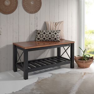 Mercers Furniture Cottage Bench Black Painted Pine Wooden Seat Slatted Storage Shelf Mercers Furniture Cottage Bench Black Painted Pine Wooden Seat Slatted Storage Shelf