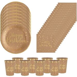 Luck And Luck Rustic Brown Birthday Party Pack Gold Foiled Plates Napkins Cups X10 People Luck And Luck Rustic Brown Birthday Party Pack Gold Foiled Plates Napkins Cups X10 People