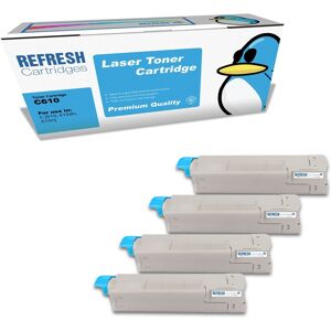 Refresh Cartridges Full Set Pack C610 Toners Compatible With Oki Printers Refresh Cartridges Full Set Pack C610 Toners Compatible With Oki Printers