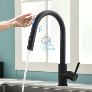 Does Not Apply Touch On Sensor Black Kitchen Tap With Pull-Out Shower 360° Swivelling Mixer Tap Does Not Apply Touch On Sensor Black Kitchen Tap With Pull-Out Shower 360° Swivelling Mixer Tap